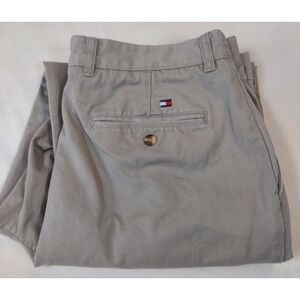 Tommy Hilfiger Mens Pleated Chino Pants‎ Khaki Tan 100% Cotton 35x34 Relaxed Fit